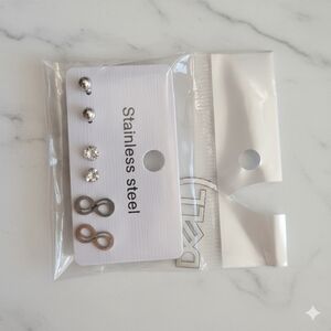 Stainless Steel Stud Earrings Set